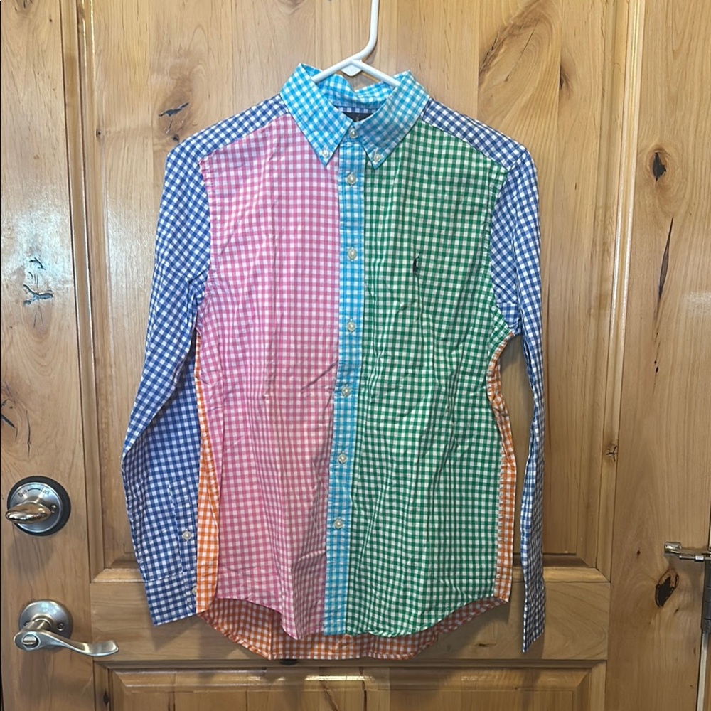 Multicolor Checkered Boy's Shirt Ralph Lauren Sz L 14-16